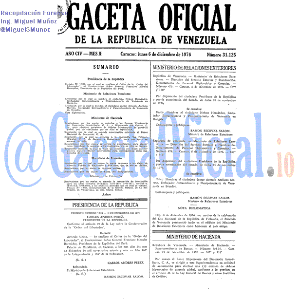 Gaceta Oficial 31125 del 6 Diciembre 1976