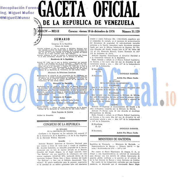 Gaceta Oficial 31129 del 10 Diciembre 1976