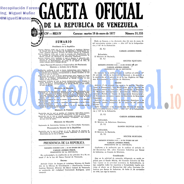 Gaceta Oficial 31155 del 18 Enero 1977