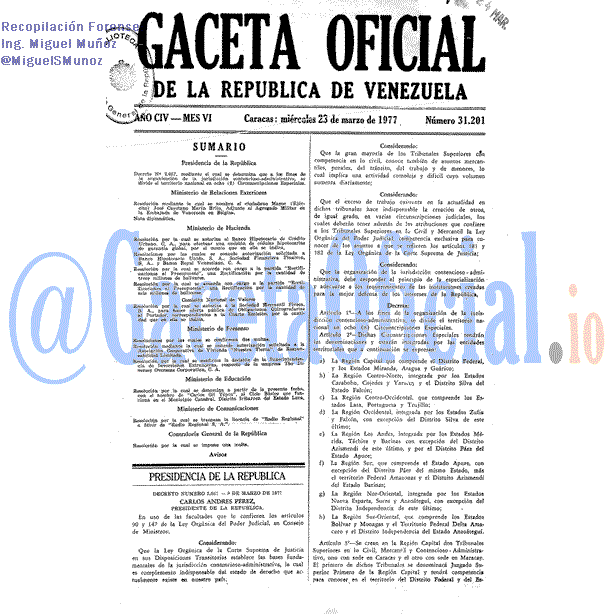 Gaceta Oficial 31201 del 23 Marzo 1977