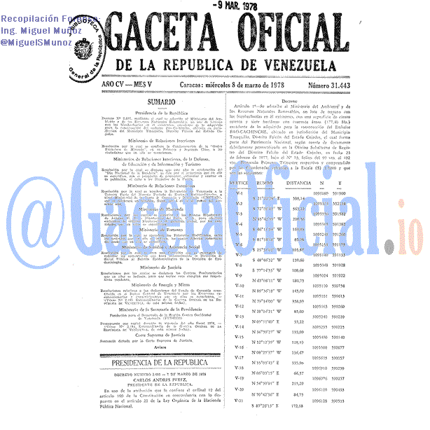 Gaceta Oficial 31443 del 8 Marzo 1978