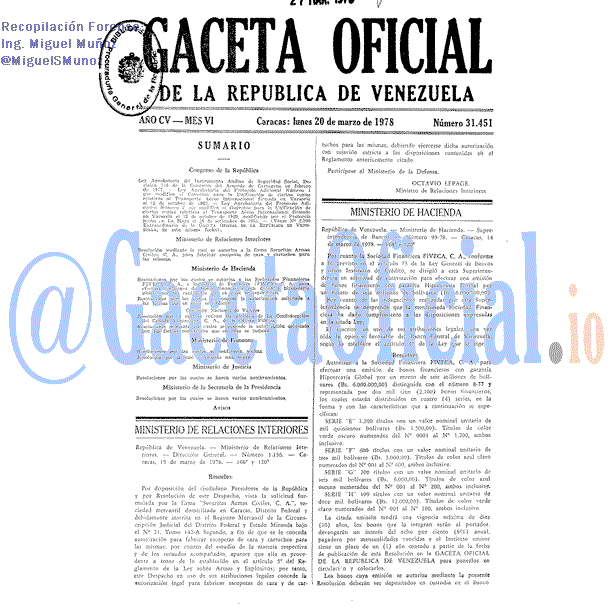 Gaceta Oficial 31451 del 20 Marzo 1978