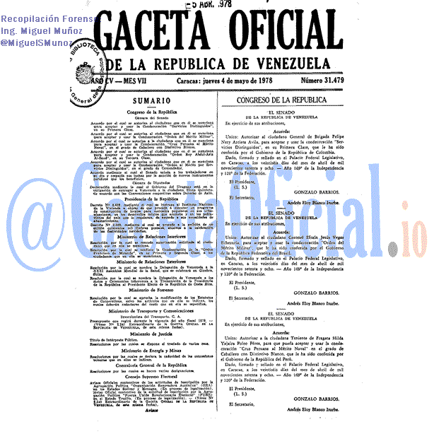Gaceta Oficial 31479 del 4 Mayo 1978