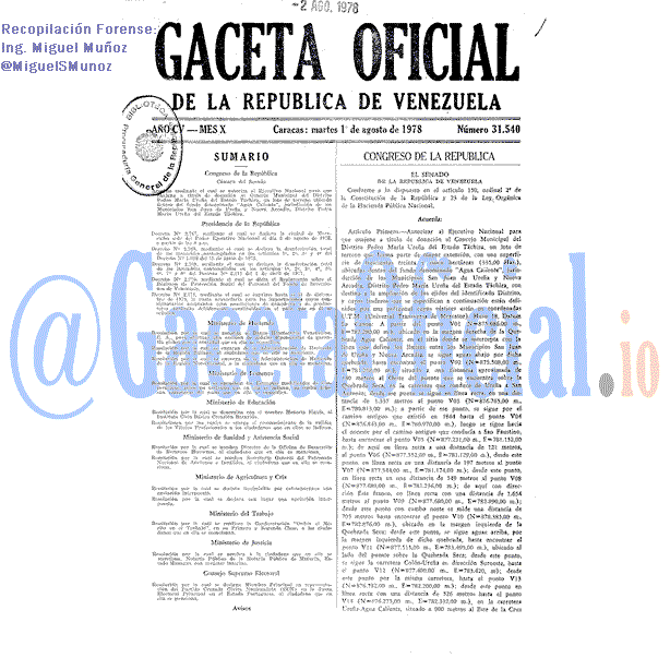 Gaceta Oficial 31540 del 1 Agosto 1978