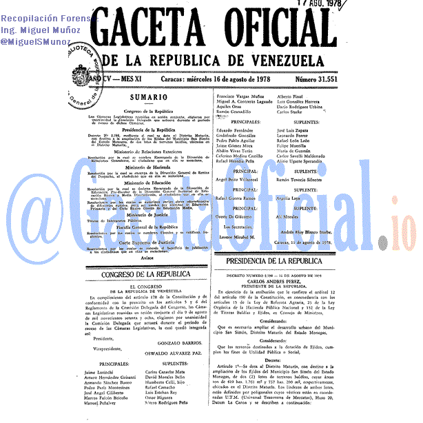 Gaceta Oficial 31551 del 16 Agosto 1978