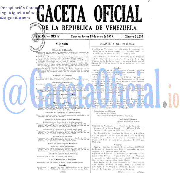 Gaceta Oficial 31657 del 18 Enero 1979