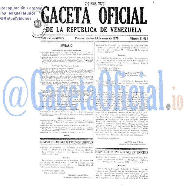 Gaceta Oficial 31663 del 26 Enero 1979
