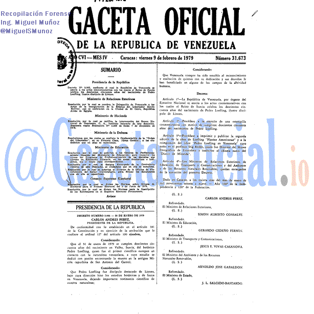 Gaceta Oficial 31673 del 9 Febrero 1979