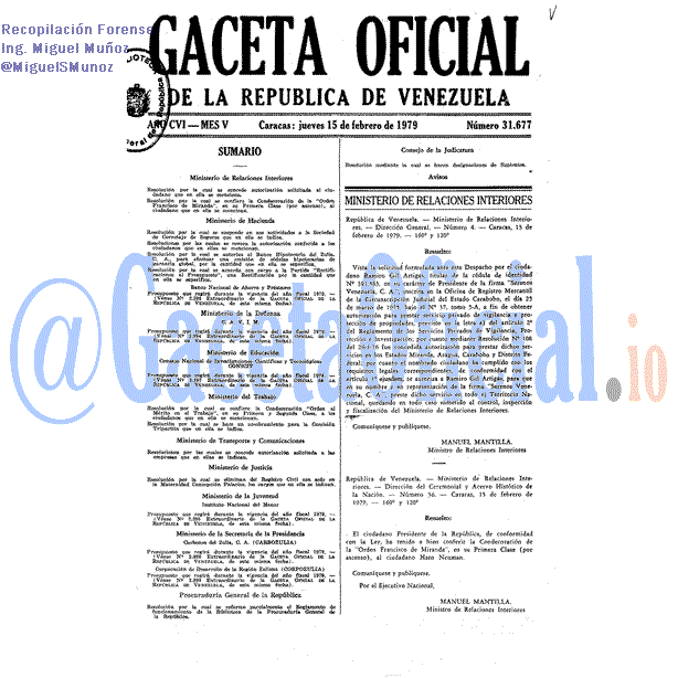 Gaceta Oficial 31677 del 15 Febrero 1979