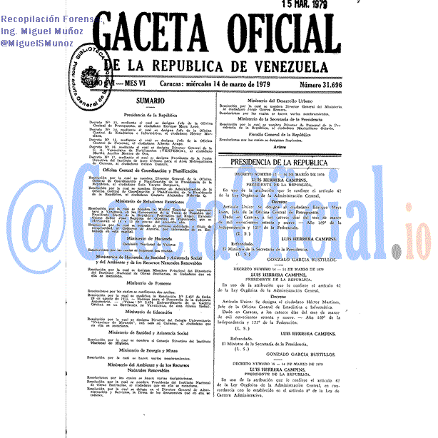 Gaceta Oficial 31696 del 14 Marzo 1979