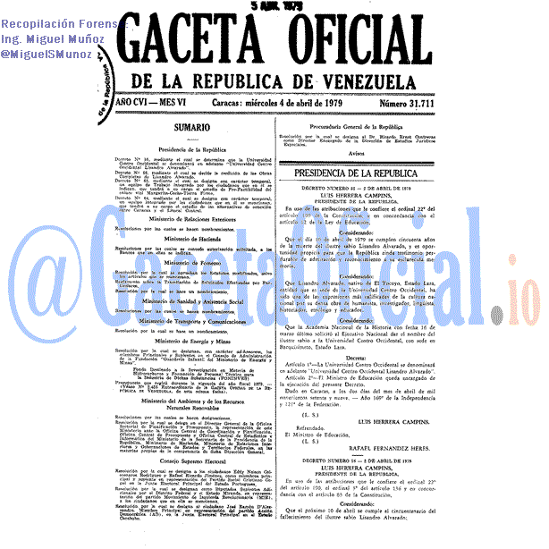 Gaceta Oficial 31711 del 4 Abril 1979