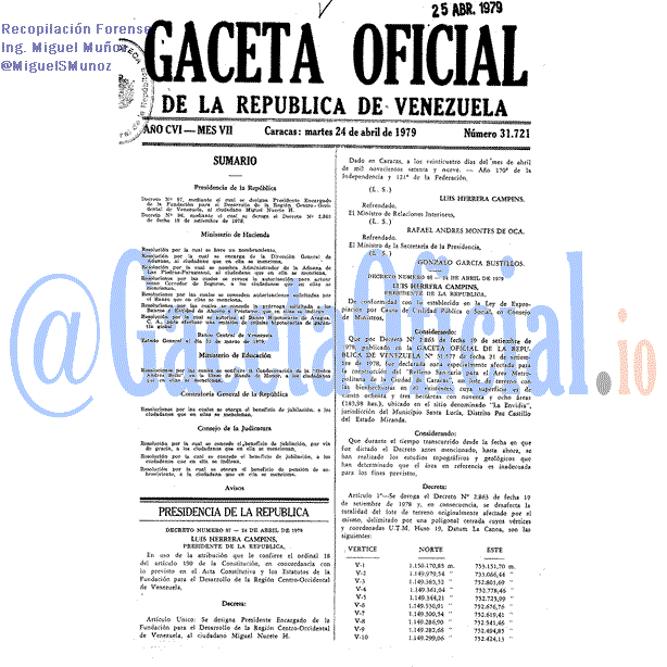 Gaceta Oficial 31721 del 24 Abril 1979
