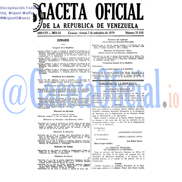 Gaceta Oficial 31816 del 7 Septiembre 1979