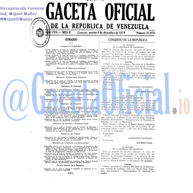 Gaceta Oficial 31876 del 4 Diciembre 1979