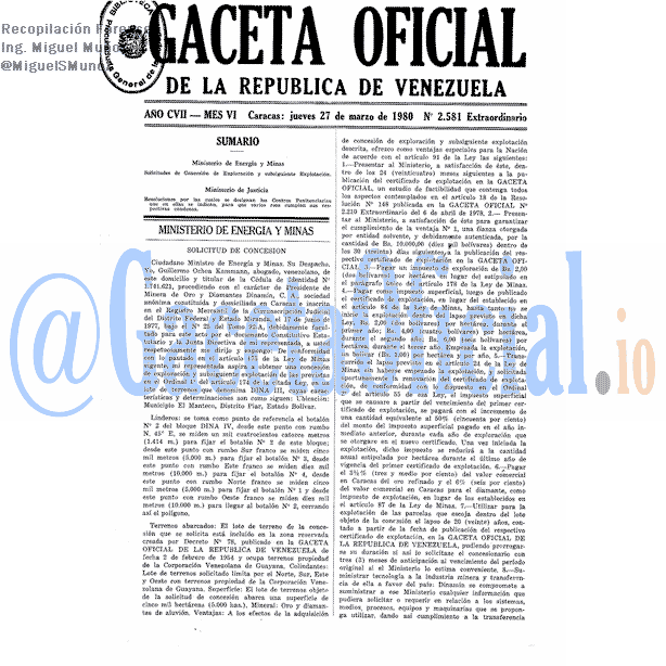 Gaceta Oficial 2581 del 27 Marzo 1980