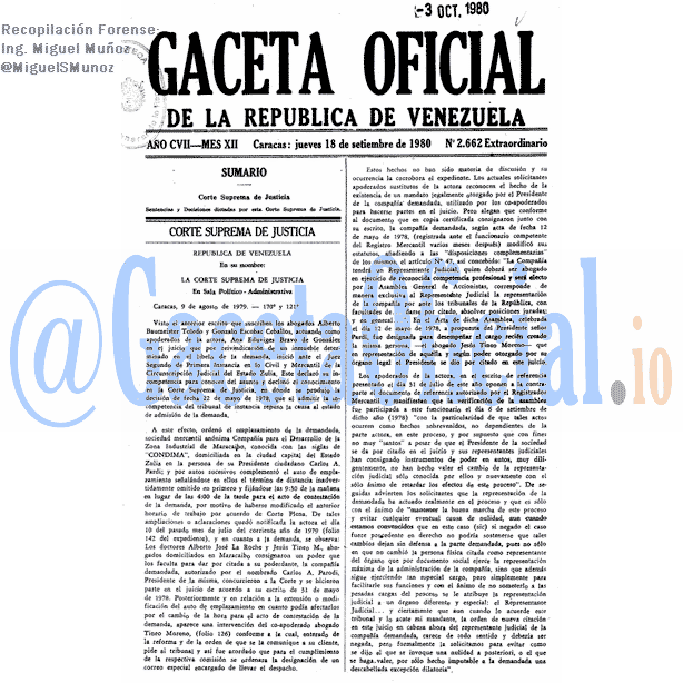 Gaceta Oficial 2662 del 18 Septiembre 1980