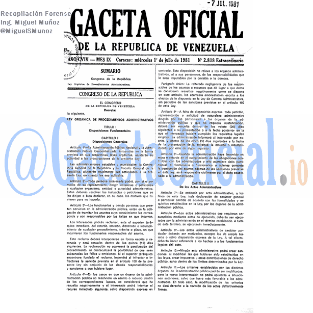 Gaceta Oficial 2818 del 1 Julio 1981