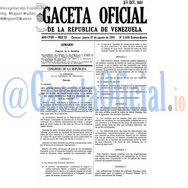 Gaceta Oficial 2850 del 27 Agosto 1981