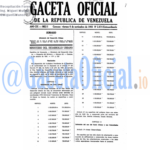 Gaceta Oficial 2874 del 6 Noviembre 1981