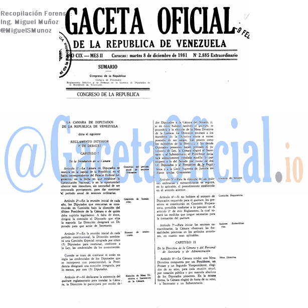 Gaceta Oficial 2885 del 8 Diciembre 1981