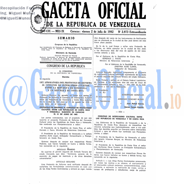 Gaceta Oficial 2973 del 2 Julio 1982