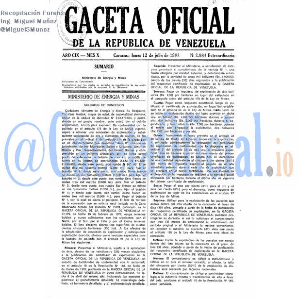 Gaceta Oficial 2984 del 12 Julio 1982