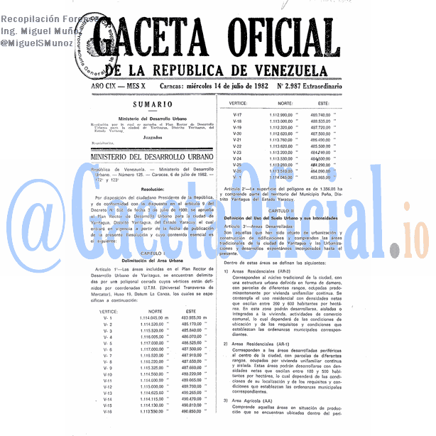 Gaceta Oficial 2987 del 14 Julio 1982