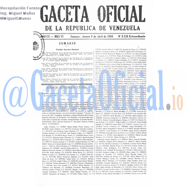 Gaceta Oficial 3128 del 8 Abril 1983