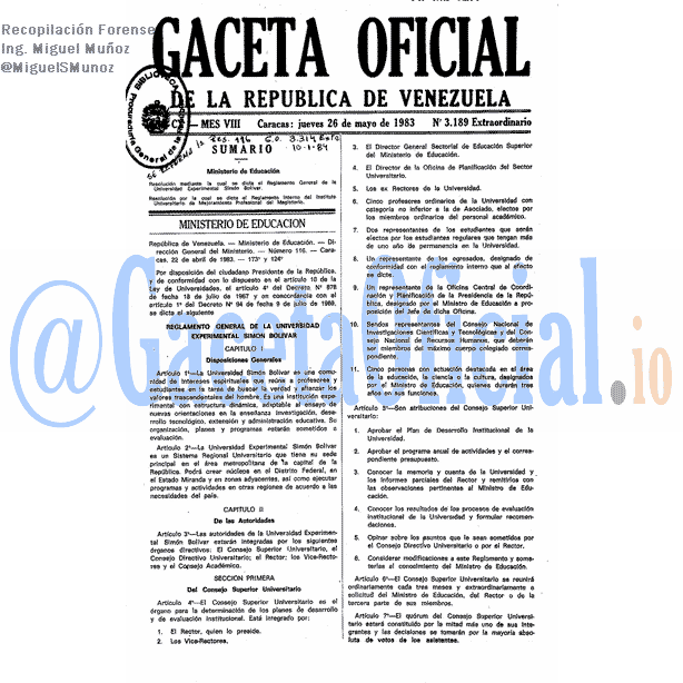 Gaceta Oficial 3189 del 26 Mayo 1983