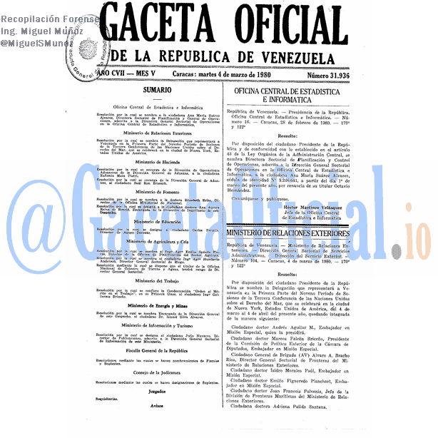 Gaceta Oficial 31936 del 4 Marzo 1980