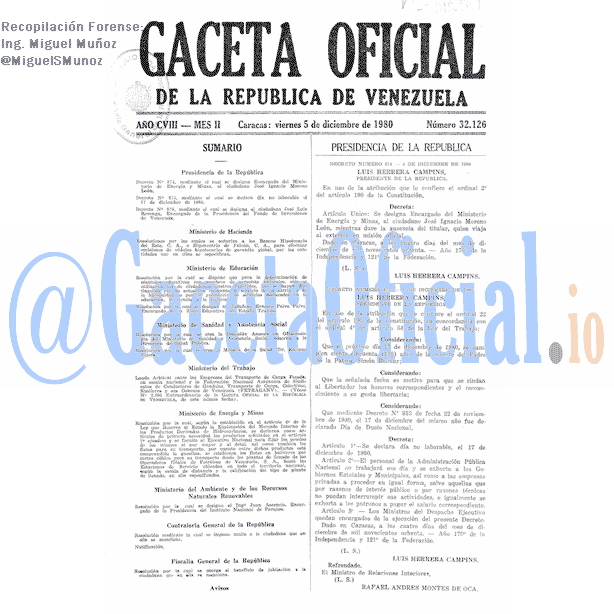 Gaceta Oficial 32126 del 5 Diciembre 1980