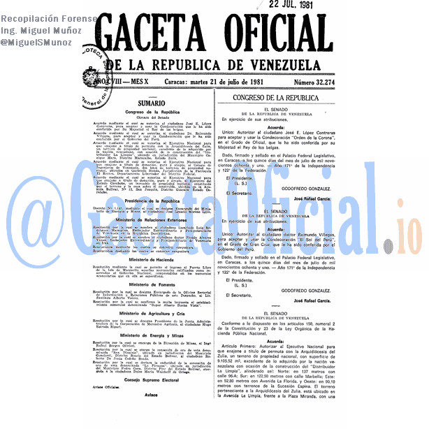 Gaceta Oficial 32274 del 21 Julio 1981