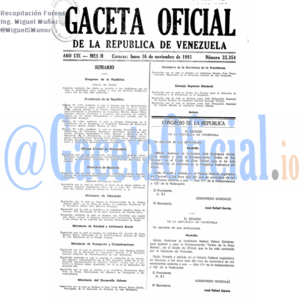 Gaceta Oficial 32354 del 16 Noviembre 1981