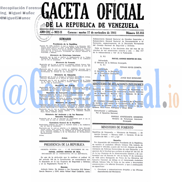 Gaceta Oficial 32355 del 17 Noviembre 1981