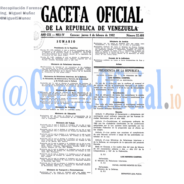 Gaceta Oficial 32408 del 4 Febrero 1982