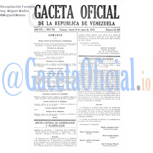 Gaceta Oficial 32468 del 6 Mayo 1982