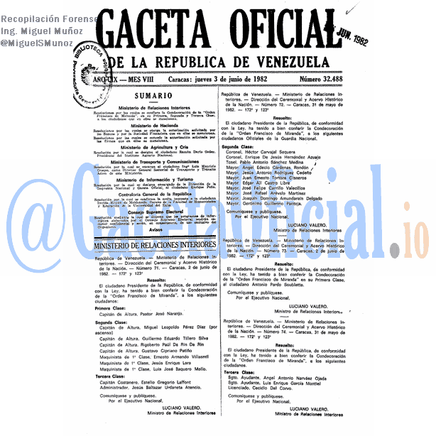Gaceta Oficial 32488 del 3 Junio 1982