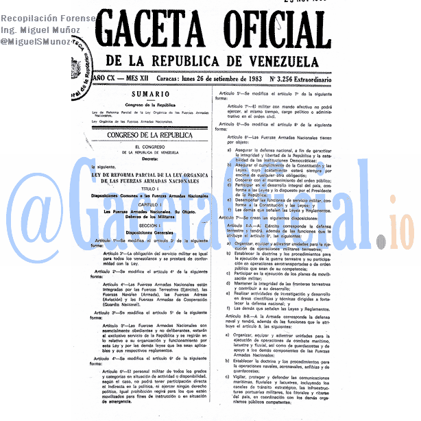 Gaceta Oficial 3256 del 26 Septiembre 1983