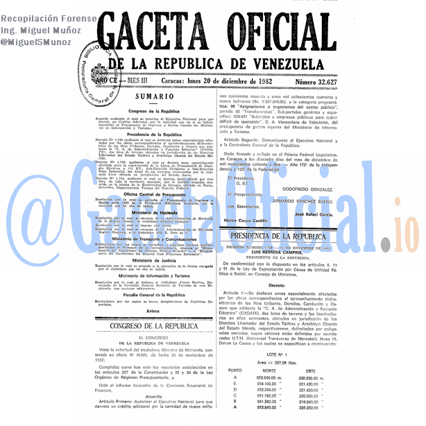 Gaceta Oficial 32627 del 20 Diciembre 1982