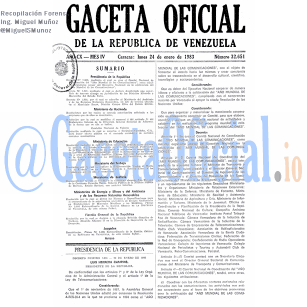 Gaceta Oficial 32651 del 24 Enero 1983
