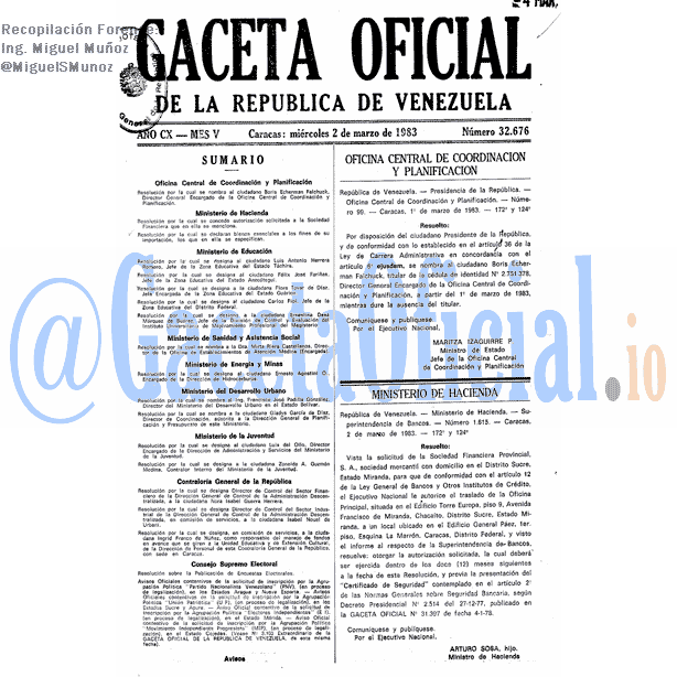 Gaceta Oficial 32676 del 2 Marzo 1983