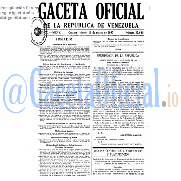 Gaceta Oficial 32688 del 18 Marzo 1983
