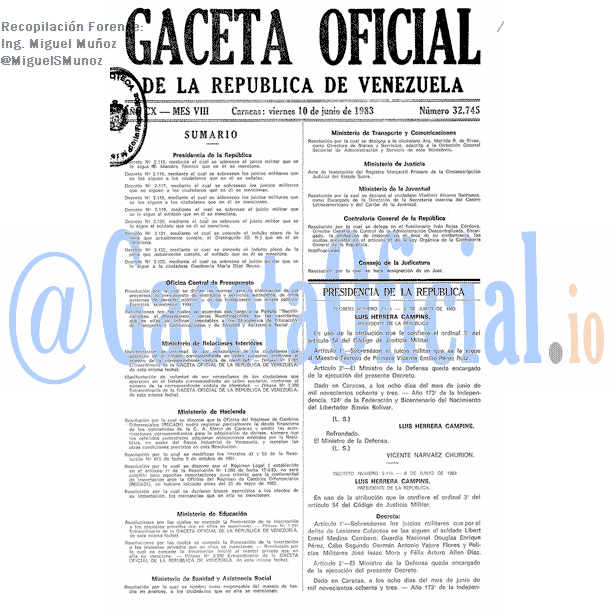 Gaceta Oficial 32745 del 10 Junio 1983