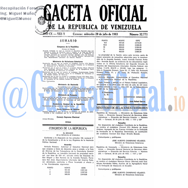 Gaceta Oficial 32771 del 20 Julio 1983