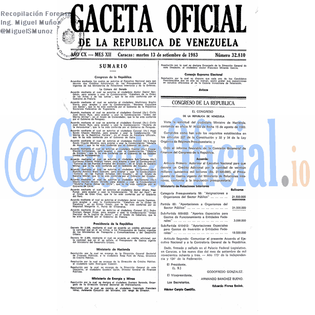Gaceta Oficial 32810 del 13 Septiembre 1983
