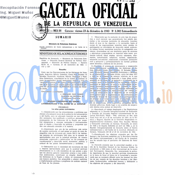 Gaceta Oficial 3302 del 23 Diciembre 1983