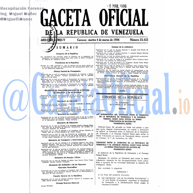 Gaceta Oficial 33422 del 4 Marzo 1986