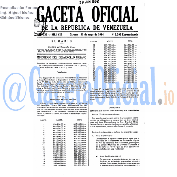 Gaceta Oficial 3393 del 31 Mayo 1984