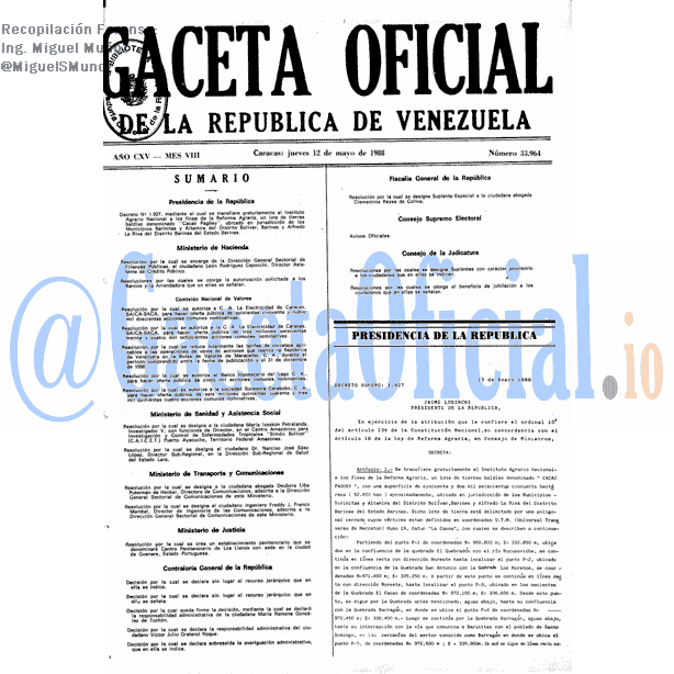 Gaceta Oficial 33964 del 12 Mayo 1988