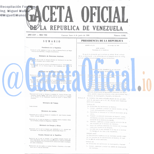 Gaceta Oficial 33981 del 6 Junio 1988